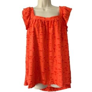 NEW Lauren Conrad Orange Textured Top 1X